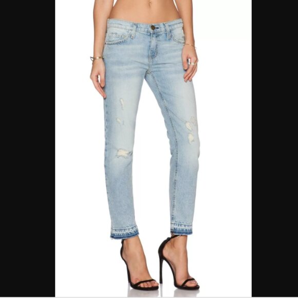 Current/Elliott The Cropped Straight Mid Rise Light Blue Jeans - Picture 1 of 14
